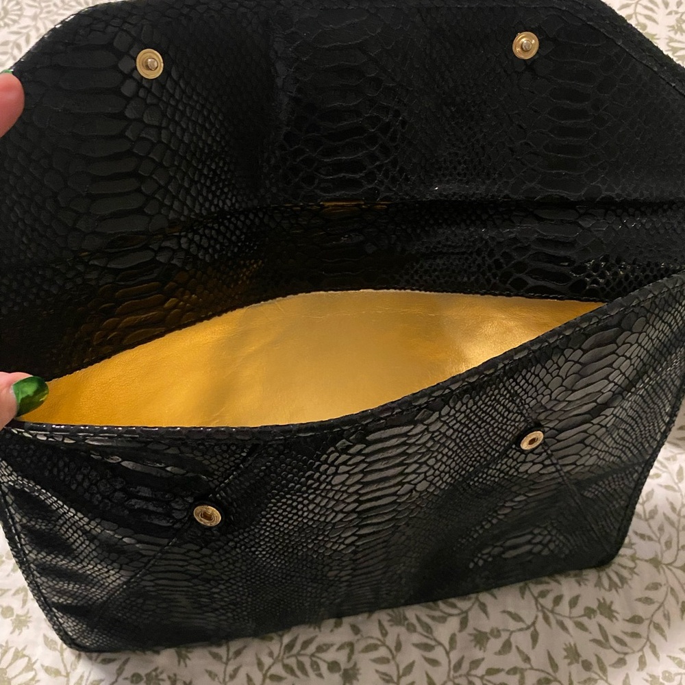 Michael Kors Black Snakeskin Textured Clutch - Picture 5 of 5